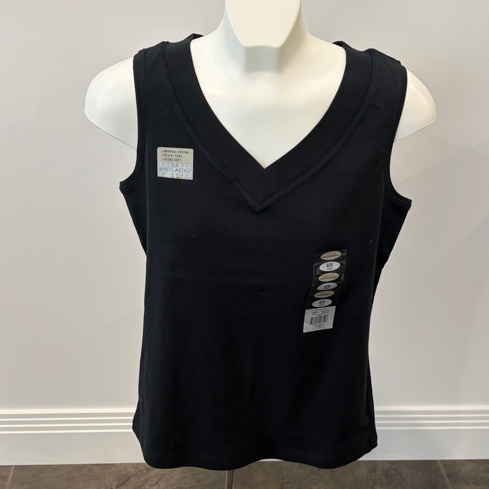 White Stag Black V-Neck Tank Top